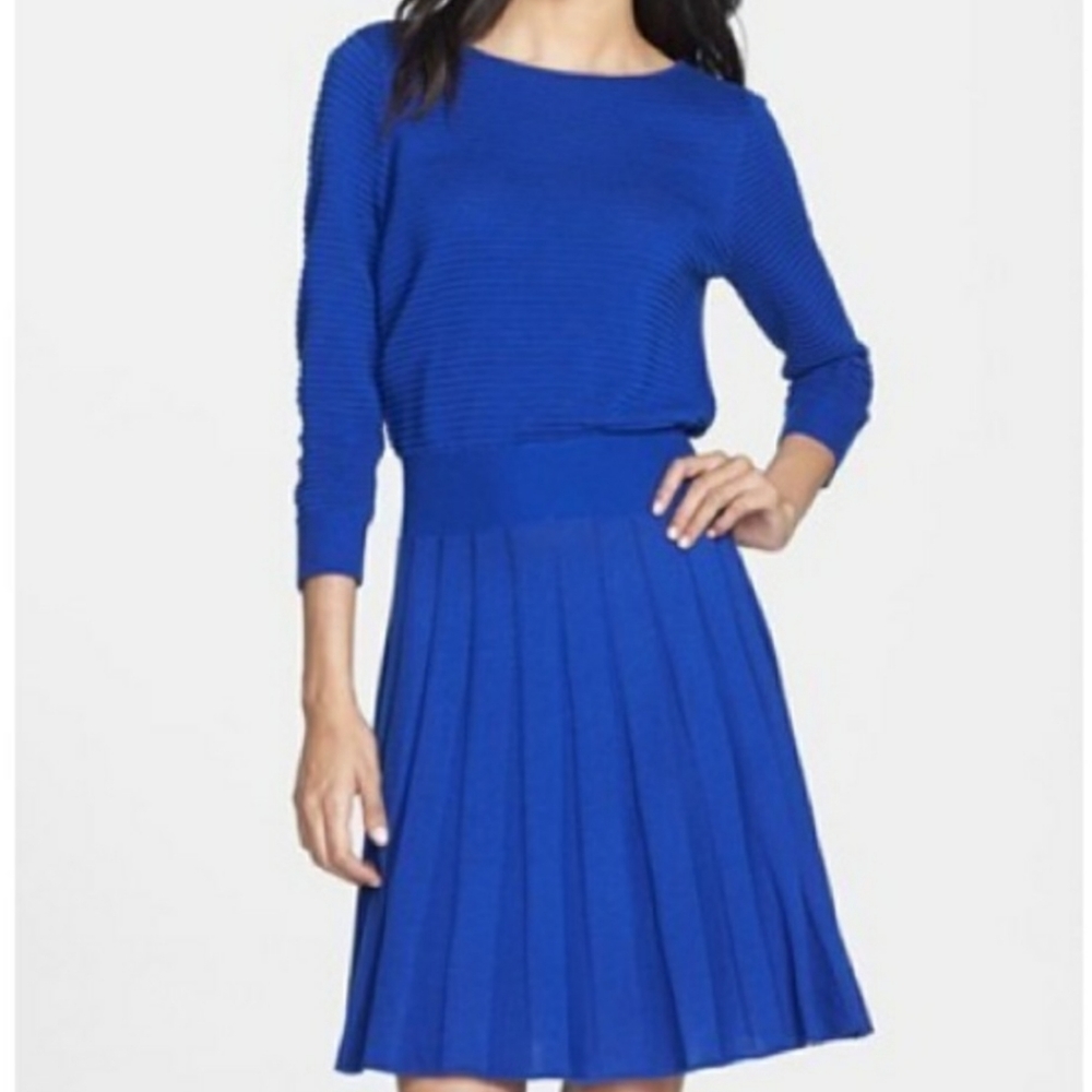 Eliza J knit Blouson dress blue xl